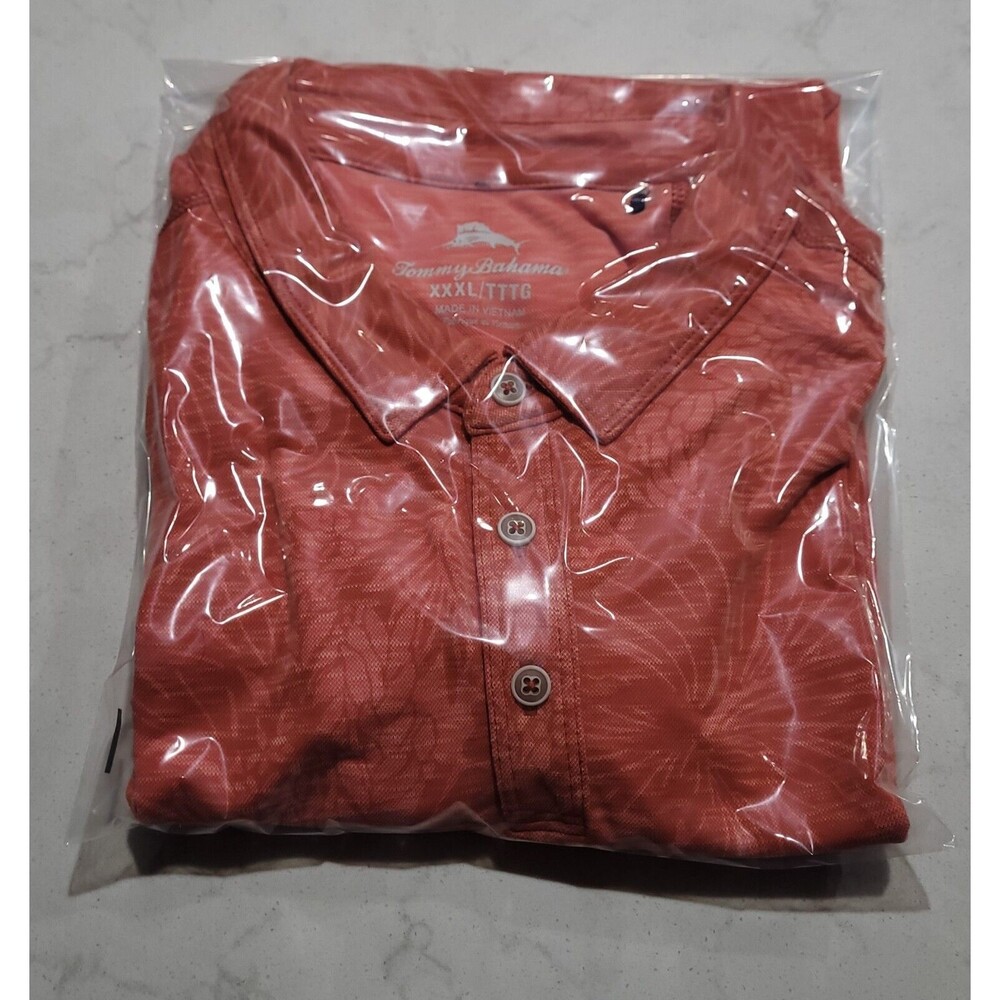 Tommy Bahama Palmetto Beach Tropical Aloha Hawaiian Golf Polo Orange 2XL NWOT - Picture 12 of 14